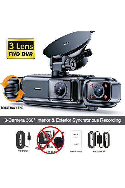 Choice No SD Card 3-CH-Hardwire kit 4 Channel 360° Dash Cam Black Box for Car...
