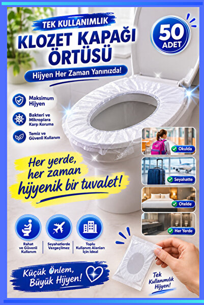 Shopura Hijyenik Tek Kullanımlık Klozet Kapağı Poşeti 50 Adet Seyahat Tipi Tu...
