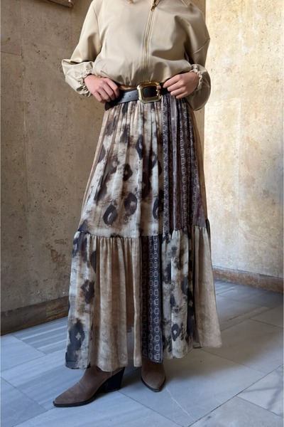 fayaboutique.com Soil Desenli Şifon Etek