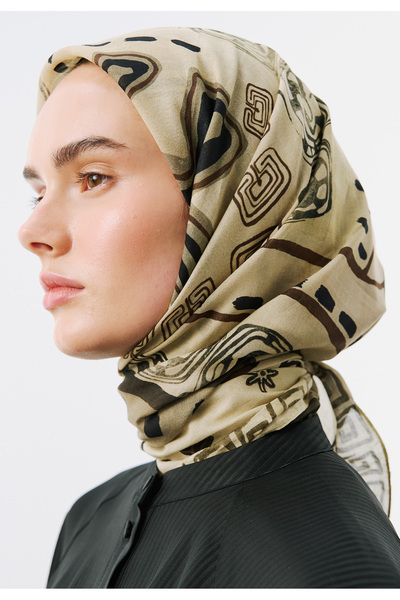 Freshscarfs Abstract Harmony Desen Vual Eşarp Siyah