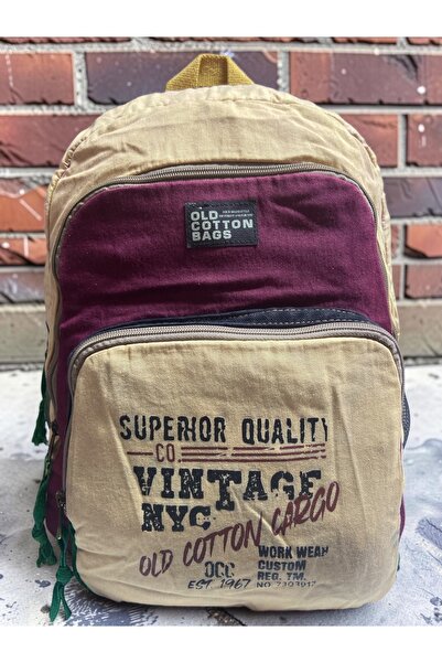 Old Cotton Kaliteli Renkli Vintage Salaş Disayn Sırt Gezi Okul Seyahat Çantas...
