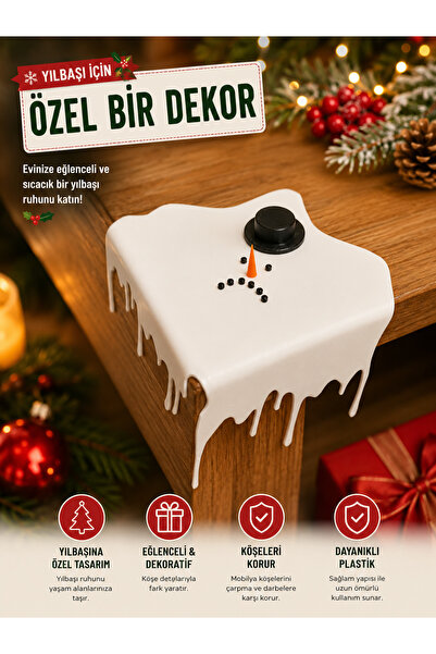 Filkorium3D Yılbaşı Süsü Christmas Erimiş Kardan Adam Masa Köşe Dekoru - PLASTİK