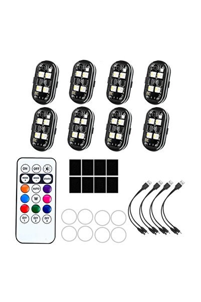 Choice 8pcs Light with RC Wireless LED Strobe Lights Car Decor Atmosphere Lig...