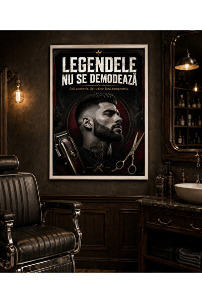 Miutic Print Studio Tablou decorativ pentru barber shop „Legendele nu se demo...