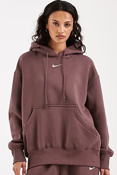 Nike Mini Swoosh Oversized Hoodie Purple Hoodie Bol Kesim Kapüşonlu Sweatshir...