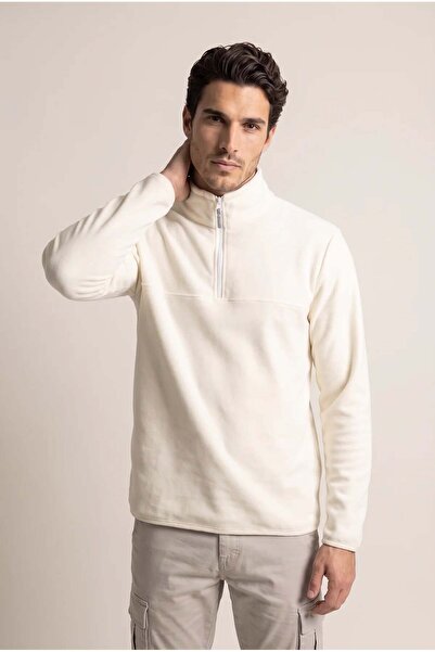 Erkek 6240 Basic Dik Yaka Polar Ekru