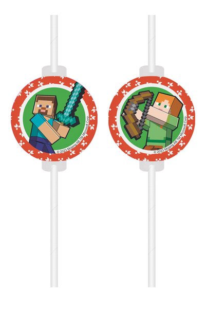 MINECRAFT Πράσινα χάρτινα καλαμάκια, σετ 4 τεμαχίων FSC