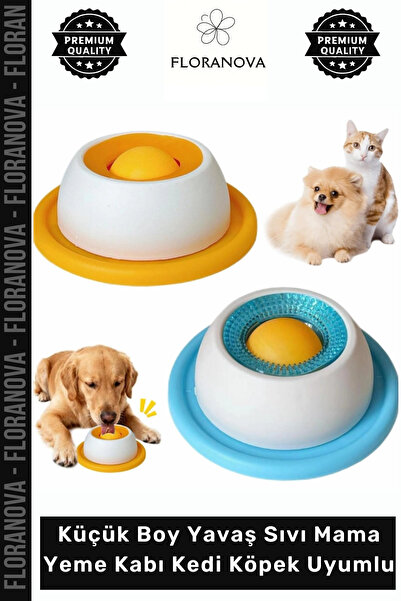 Floranova Premium Kaymaz Taban Mavi Küçük Boy Yavaş Sıvı Mama Yeme Kabı Kedi ...