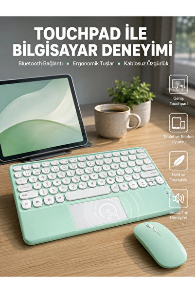 ARNEER Mey İthalat® Profesyonel Wifi Q Klavye Bluetooth Klavye Touchpad 10.8 Inç Yeni Nesil