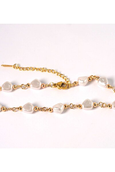 NO BRAND Κολιέ White Irregular Pearls 7x8mm χρυσό μεταλλικό ατσάλι μήκος 41cm...