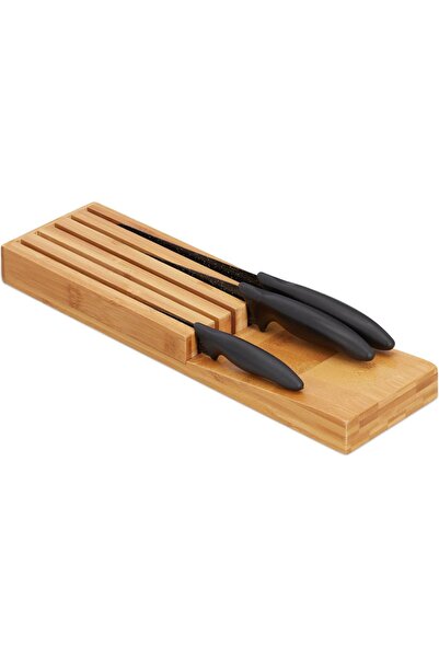 Relaxdays Βάση Μαχαιριών Bamboo Knife Organiser από Μπαμπού 5 Θέσεων -