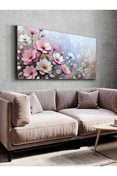 Evinemoda Pembe Çiçekler Tek Parça Kanvas - Canvas Tablo