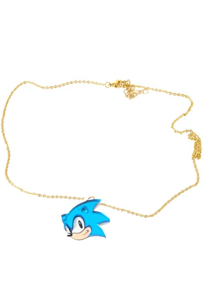 NO BRAND Κολιέ Sonic mirror plexiglass πολύχρωμο 30x28mm σε cross πλακέ χρυσή...