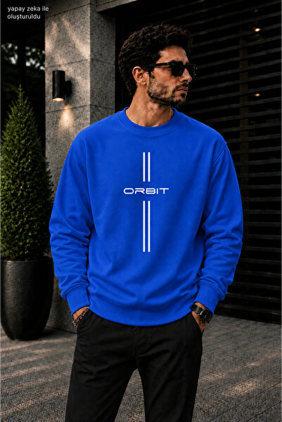 caddekombin Men's Street Style Orbit Minimalist Printed Cycling Round Neck Ca...