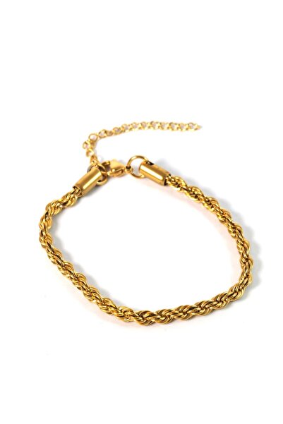 NO BRAND Αλυσίδα βραχιόλι Golden Knot για πόδι χρυσή στριφτή μεταλλικό ατσάλι...