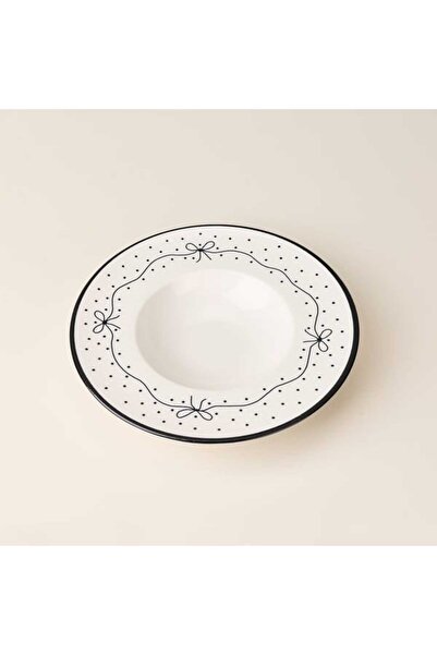 Evidea Kitchen Kurdele Makarna Tabağı - Beyaz / Siyah - 26 cm