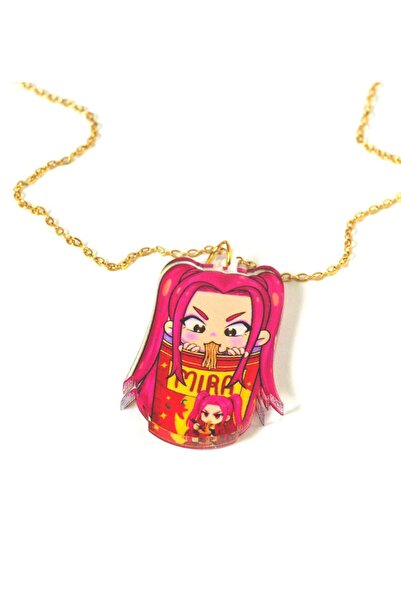 NO BRAND Κολιέ με Mira KPop Demon Hunter τρώγοντας noodles plexiglass 40x23mm...