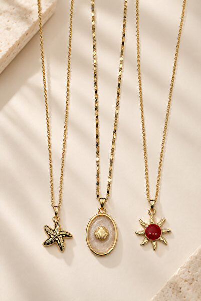 Alexis Carrel Marisol Vintage 3-Piece Summer Themed Gold Women's Necklace Set