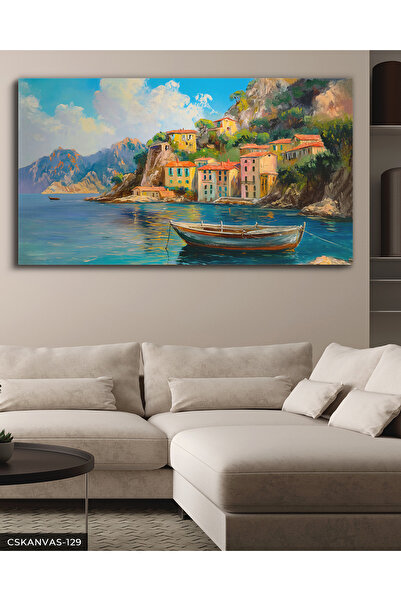 Evinemoda Göl Evinde Sabah Tek Parça Kanvas - Canvas Tablo