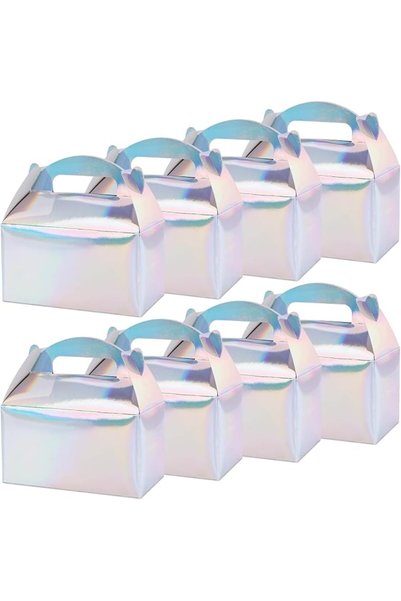 KASTWAVE Iridescent Gable Boxes, Party Favor Containers, 6.1x3.3x3.5 Inch Gif...