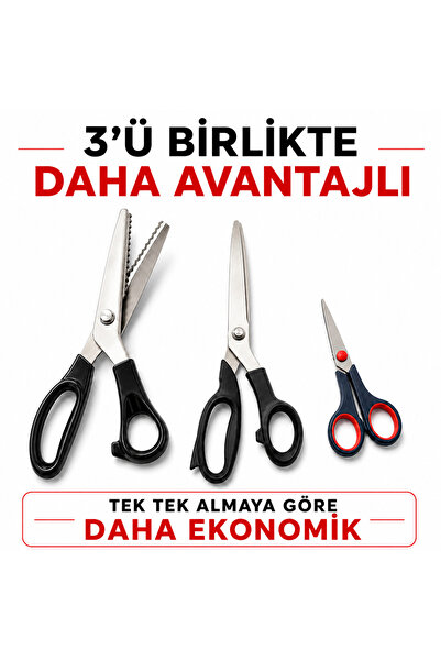ALBERTOS Sürfile Terzi Çok Amaçlı Kumaş Kesim 3'lü Makas Seti