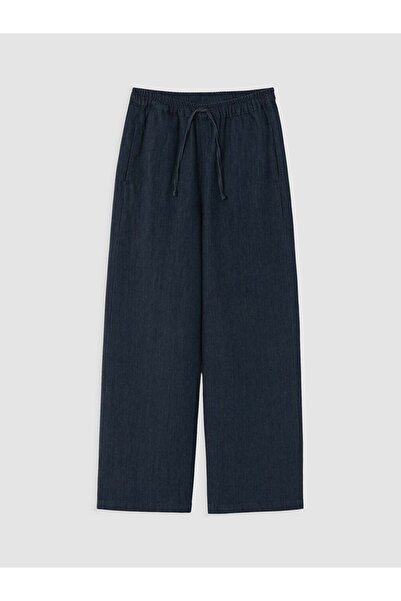 LC Waikiki Vizyon New Season Blue Wideleg Women's Jean Trousers with Elastic ...