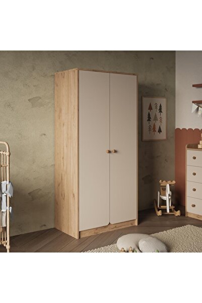Bimossa KG2120 Daffy İki Kapaklı Gardırop Sepet-Kumtaşı Askılı Raflı Geniş İç...