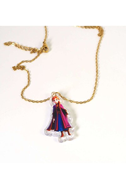 NO BRAND Κολιέ με Άννα Frozen πολύχρωμη σε διάφανο glitter plexiglass 41x22mm...