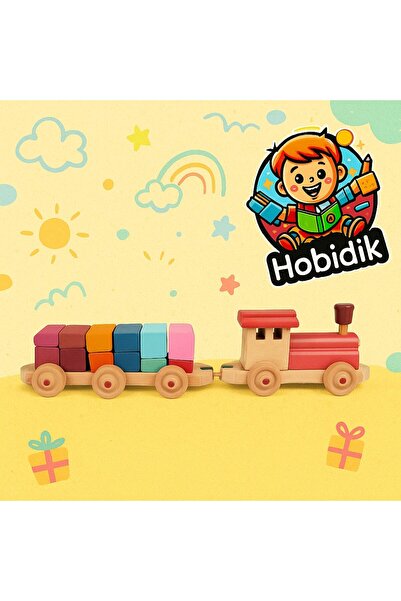 Eymen Hobi Wooden Block Train Toy Made from Natural Hornbeam Wood
