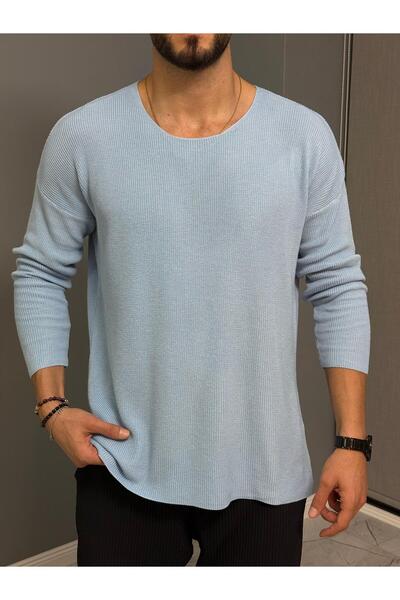 Açık Yaka İnce Triko Sweat