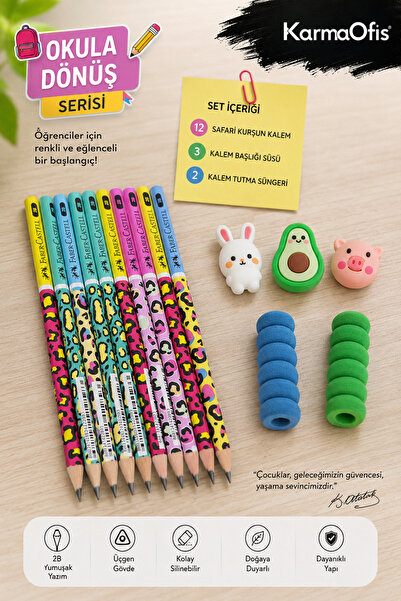 Faber Castell مجموعة أقلام سفاري من كارما أوفيس مكونة من 12 قلمًا - 3 رؤوس أق...