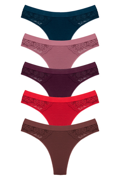 ZENA UNDERWEAR Γυναικεία εσώρουχα στρινγκ από βαμβάκι με δαντέλα στα πλαϊνά, ...
