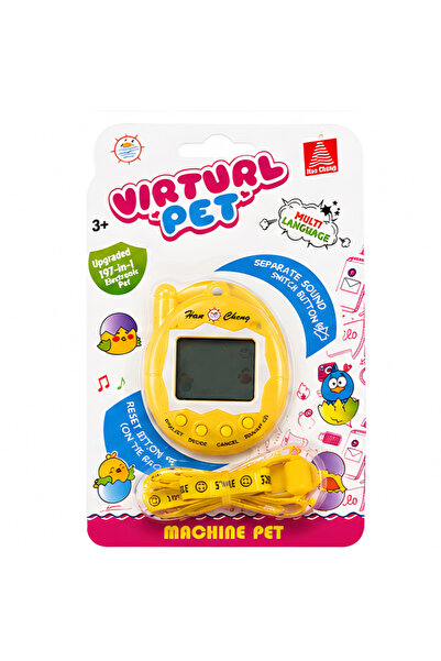 FAMIFY Tamagotchi Animal de companie virtual galben, 197 de jocuri, Animal virtual interactiv