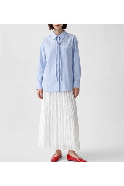 Lavanta Tekstil Blue Striped Women's Shirt