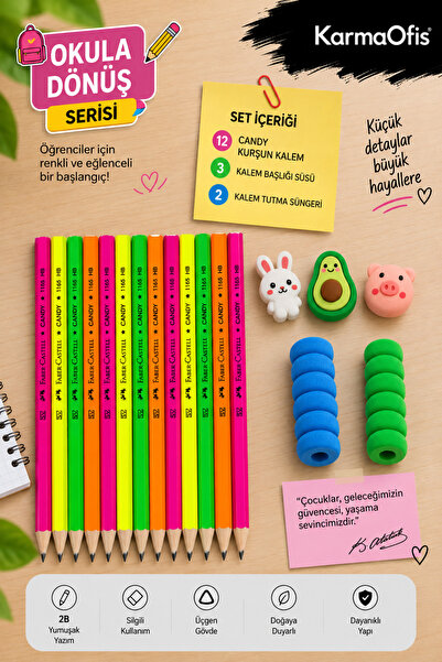 Faber Castell مجموعة أقلام كاندي من كارما أوفيس مكونة من 12 قطعة - 3 رؤوس أقل...