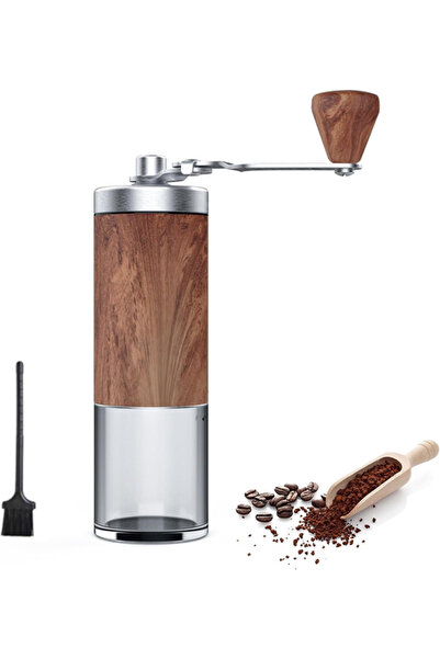 Generic Brand Râșniță manuală cafea, portabilă, pentru boabe, inox, maro