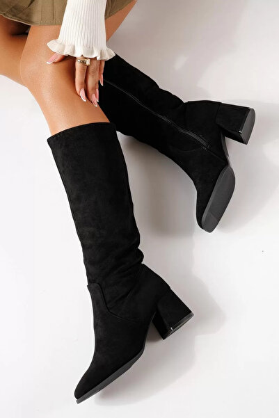 Zaira Women's short black padded boots made of eco- Leather suede Aislin #300...