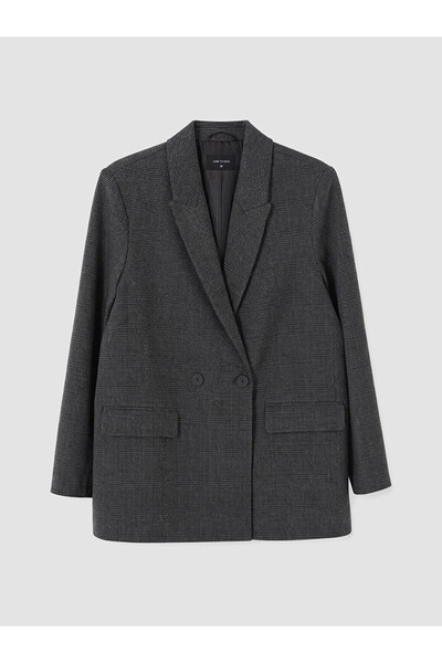 LC Waikiki Lcw Studio Double-Breasted Collar Plaid Women's Blazer Jacket