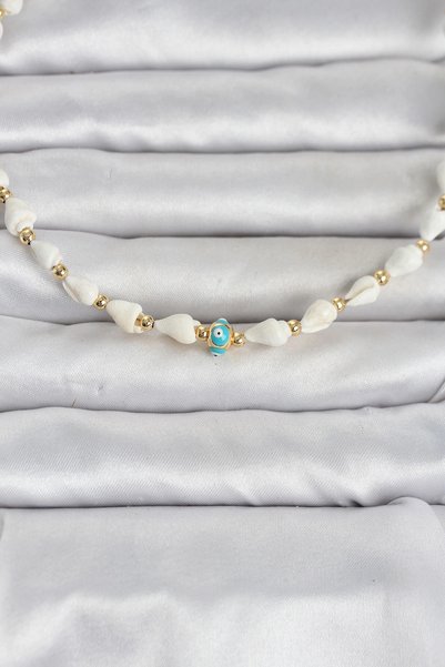 Generic Brand Mey Import ®   Natural Sea Shell Stringed Evil Eye Model Necklace