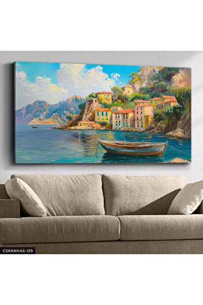 Evinemoda Göl Evinde Sabah Tek Parça Kanvas - Canvas Tablo