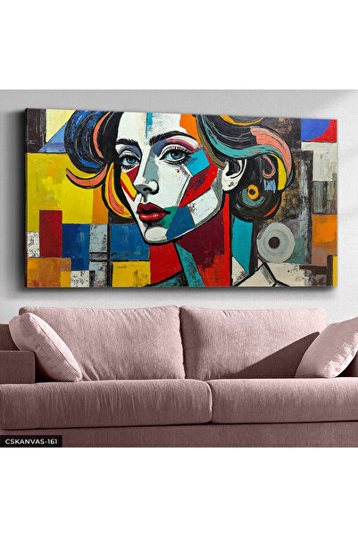 Evinemoda Rengarenk Kadın Tek Parça Kanvas - Canvas Tablo