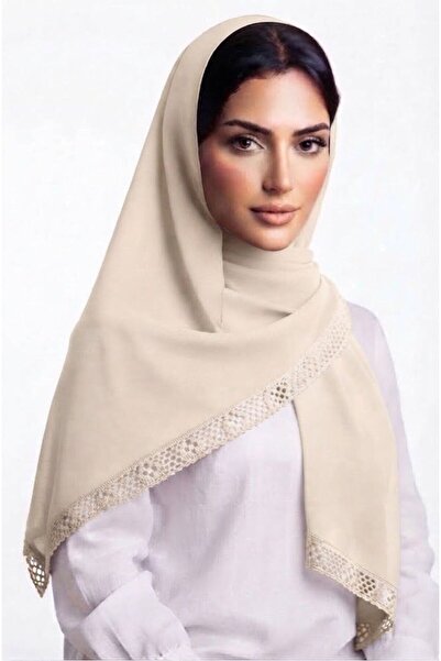 Veil Designer طرحة بوال بيج بقماش ياباني بشغل اويه مع كوروشيه تركي علي الطرفي...