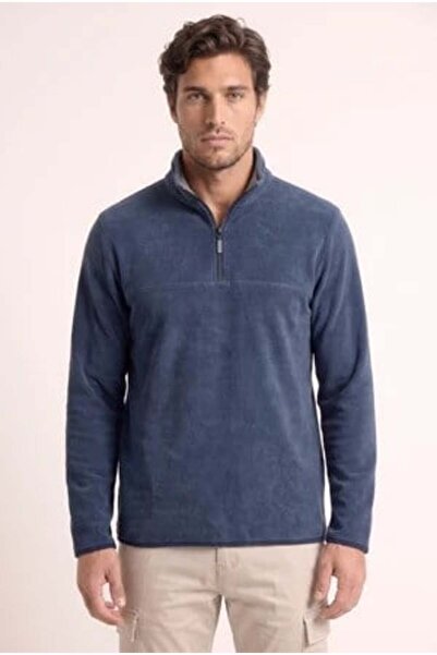 JSCO Ανδρικό 6240 Basic Stand Collar Fleece Navy Blue