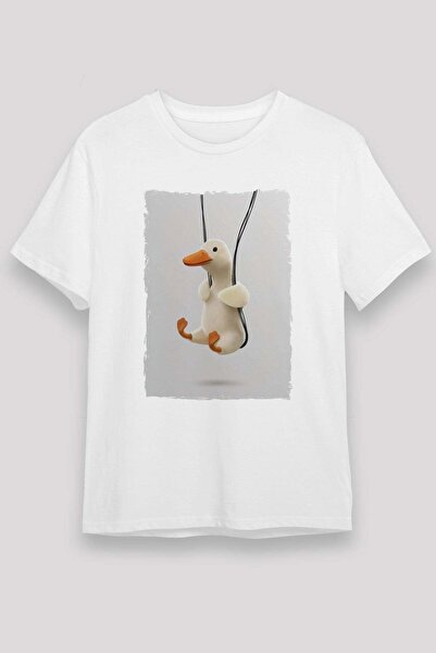 Darkhane Duck Printed Unisex White T-Shirt