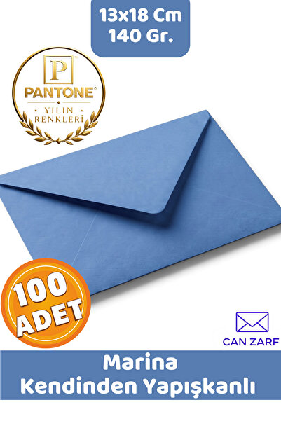 CAN ZARF 100 Adet Marina Mavi Zarf Pantone Yılın Renkleri 140 gr. 13x18 Cm Ke...
