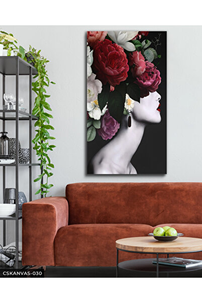 Evinemoda Çiçekten Kadın Tek Parça Kanvas - Canvas Tablo