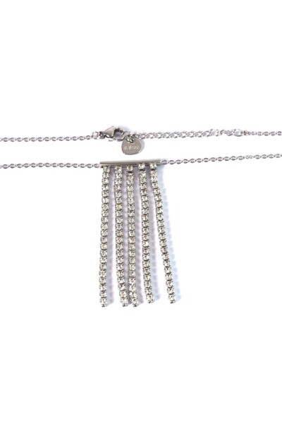 NO BRAND Κολιέ Sparkle Trims with clear chrystals 52x21 και αλυσίδα ατσάλι 1....