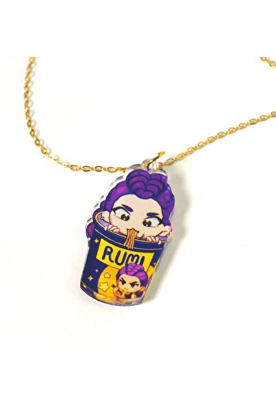 NO BRAND Κολιέ με με Rumi KPop Demon Hunter τρώγοντας noodles σε cross πλακέ ...