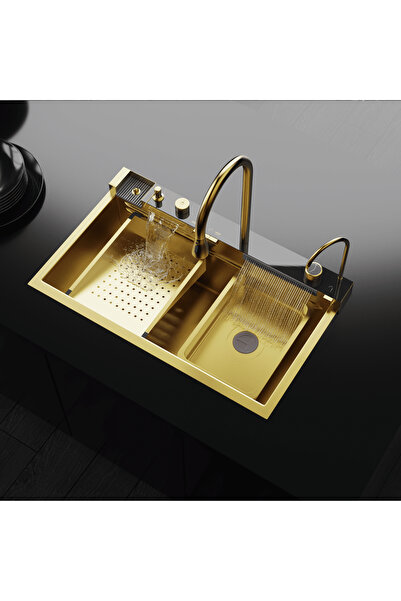 LUXING Gold Akıllı Mutfak Evyesi- 75X46 cm Çok Fonksiyonlu- Lüx Dijital Akıll...