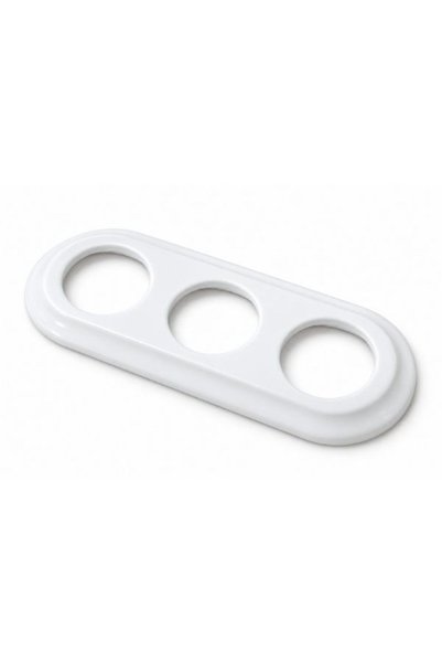 GÜMRÜK BEY Porcelain Triple Frame Sat White 24cm – for Wall Socket and Switch